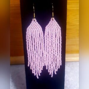 Handmade Czech glass beading and 18kt gold plated hooks In Pink Coral
